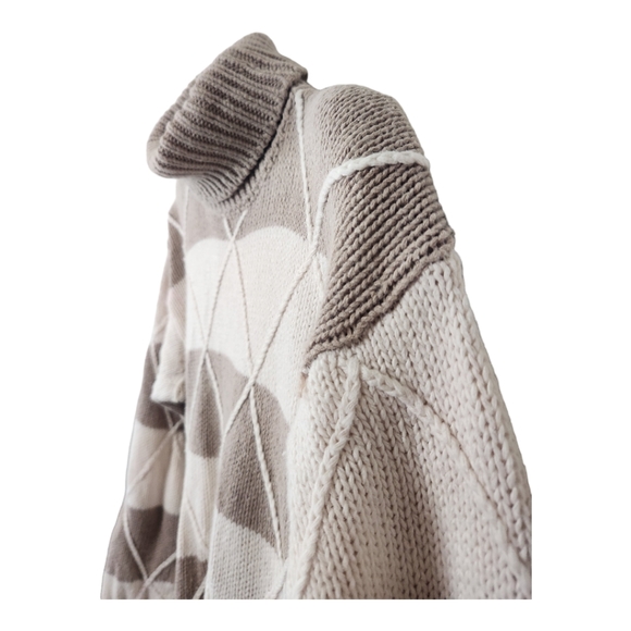 Vintage Milano Heavyweight Colorblocked Neutral Turtleneck Pullover Sweater - Picture 2 of 8